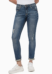 CALVIN KLEIN JEANS CALÇA JEANS NEW SKINNY PEQUENOS PUÍDOS AZUL MÉDIO