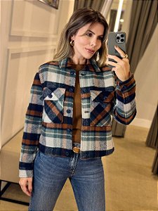 CALVIN KLEIN JEANS CASACO CURTO LÃ XADREZ AREIA