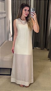VESTIDO LONGO REGATA TRANSPARENTE AREIA