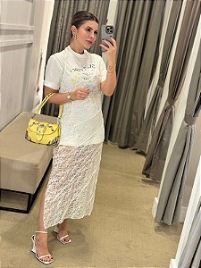 VESTIDO MIDI RENDA MARSELHA OFF WHITE