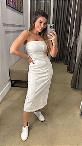 VESTIDO MIDI SARJA TOMARA QUE CAIA OFF WHITE