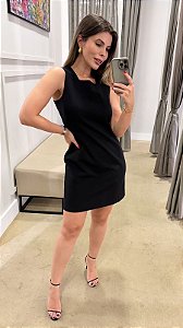 VESTIDO CURTO ALFAIATARIA RECORTES PRETO