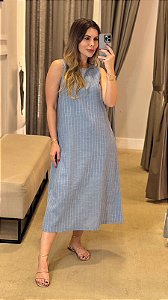 VESTIDO MIDI REGATA LISTRADO AZUL