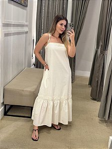 VESTIDO MIDI ALÇA FINA OFF WHITE