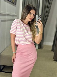 BLUSA LISTRADA MC ROSA