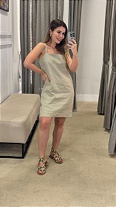 VESTIDO CURTO LINHO RETO CAQUI