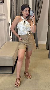 CONJUNTO ESTAMPADO BLUSA E BERMUDA BEGE