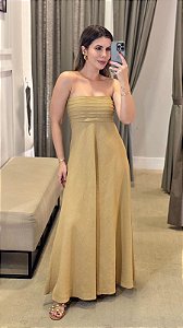 VESTIDO LONGO SEM ALÇA BEGE