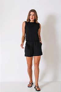CONJUNTO REGATA E SHORTS PRETO