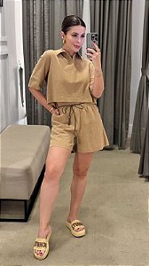 CONJUNTO GALLARDO CAMISA E SHORTS BEGE