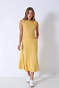 CONJUNTO REGATA E SAIA EVASÊ AMARELO