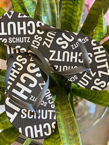 SCHUTZ CHINELO LOGO BLACK