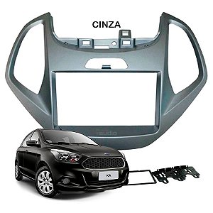 Moldura Painel 2 Din Ford Ka 2014 a 2018 Cinza Fiamon