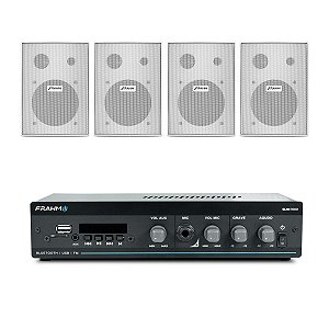 Kit Som Ambiente Receiver Frahm Slim 1000APP + 4 Caixas Parede PS 200