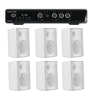 Kit Som Ambiente Receiver Frahm Slim Sensus 150 + 6 Caixas Parede Ps 200