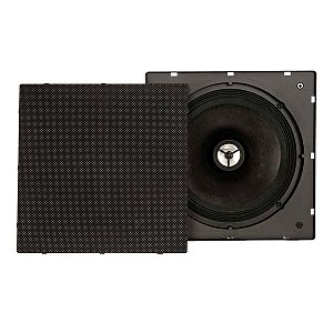 Arandela Quadrada Som Preta Sem Borda Falante 8” Coaxial