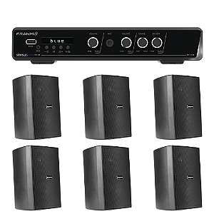 Kit Som Ambiente Receiver Frahm Slim Sensus 150 + 6 Caixas PS 200 Pretas