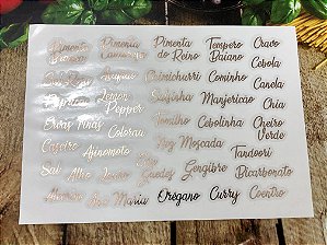 Etiquetas para Decoração Potes de Tempero Rosé Gold Plus