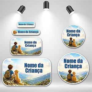 Kit de Etiquetas Escolares – Menino na Montanha