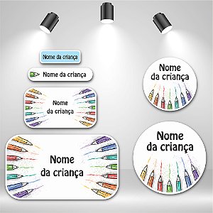 Kit de Etiquetas Escolares – Lapis de cor