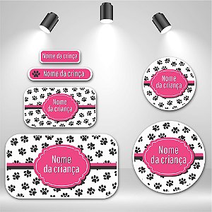 Kit de Etiquetas Escolares – Patinhas Rosa