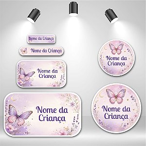 Kit de Etiquetas Escolares – Borboleta Lilás
