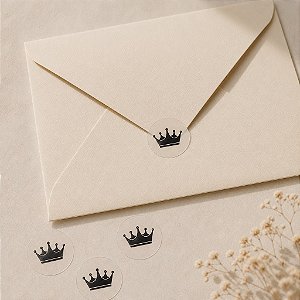 Mini Lacre Transparente Coroa Preta para Envelopes