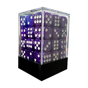 Conjunto de Dados D6 Central - Mármore - Roxo e Branco