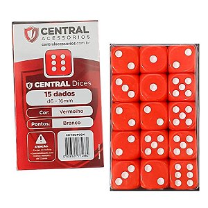 Central - Conjunto de dados D6 Vermelho (16mm - 15 dados)