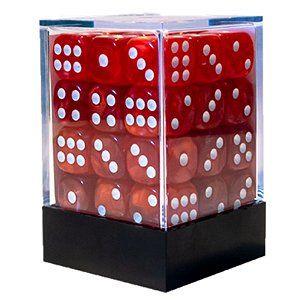 Central Dices - D6 12mm - Vermelho e Branco - Mármore (36 Dados)