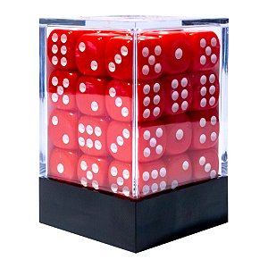 Central Dices - Conjunto D6 - 12mm - Vermelho Opaco com Branco (36 Dados)