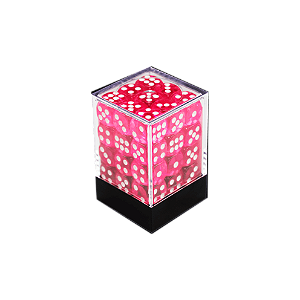 Central Dices - D6 12mm - Rosa Choque e Branco - Translúcido (36 Dados)