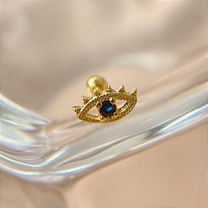 PIERCING TRÁGUS OLHO GREGO ZIRCÔNIA COLOR 6MM HASTE AÇO 316L FOLHEADO A OURO 18K SEMIJOIA PARA ATUALIZAÇÃO⭐️