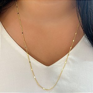 COLAR MINI CORAÇÕES LONGO 60CM FOLHEADO A OURO 18K⭐