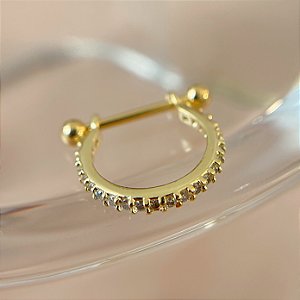 PIERCING CONCH FILEIRA ÚNICA ZIRCÔNIAS 12MM FOLHEADO A OURO 18K SEMIJOIA PARA ATUALIZAÇÃO⭐️