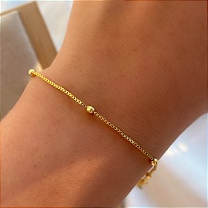 PULSEIRA CORRENTE MINI BOLINHAS FOLHEADO A OURO 18K ⭐
