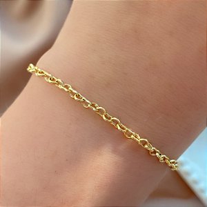 PULSEIRA CORRENTE MINI CORAÇÕES FOLHEADO A OURO 18K⭐