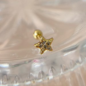 PIERCING CARTILAGEM ESTRELINHA ZIRCÔNIAS 7MM AÇO 316L FOLHEADO A OURO 18K SEMIJOIA PARA ATUALIZAÇÃO⭐️