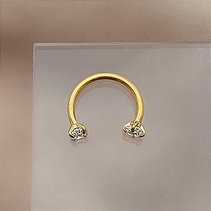 PIERCING FERRADURA HASTE AÇO 316L ZIRCÔNIA 10MM FOLHEADO A OURO 18K SEMIJOIA PARA ATUALIZAÇÃO ⭐️