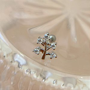 PIERCING TRAGUS/CARTILAGEM RAMINHOS ZIRCÔNIAS 6MM FOLHEADO A RÓDIO SEMIJOIA PARA ATUALIZAÇÃO⭐️