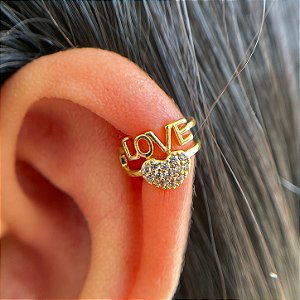 PIERCING FAKE CORAÇÃO LOVE FOLHEADO A OURO 18K SEMIJOIA⭐