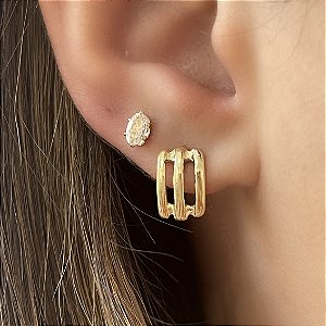 MIX DE BRINCOS JÚLIA A OURO 18K SEMIJOIA⭐