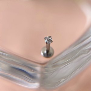 PIERCING TRÁGUS/CARTILAGEM HASTE AÇO 316L ZIRCÔNIA PONTO DE LUZ RETO 6MM FOLHEADO A RÓDIO PARA PERFURAÇÃO⭐️