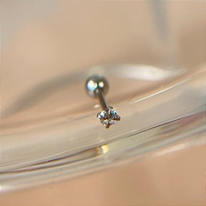 PIERCING TRÁGUS NANO ZIRCÔNIA HASTE FINA AÇO 316L 8MM FOLHEADO A RÓDIO SEMIJOIA PARA ATUALIZAÇÃO⭐️