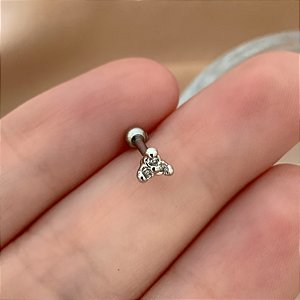 PIERCING TRÁGUS / CARTILAGEM HASTE AÇO 316L TRIO ZIRCÔNIAS NANO 6MM FOLHEADO A RÓDIO SEMIJOIA PARA ATUALIZAÇÃO⭐️