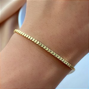 PULSEIRA CORRENTE QUADRADA DELICADA FOLHEADO A OURO 18K⭐️