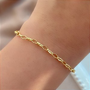 PULSEIRA CORRENTE ELOS DESENHADOS FOLHEADO A OURO 18K⭐️