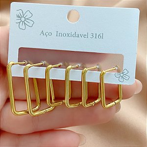 BRINCO KIT ARGOLINHAS RETANGULARES BOLEADAS AÇO 316L⭐️