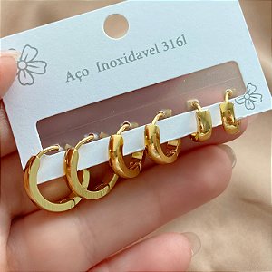BRINCO KIT ARGOLINHAS CLÁSSICAS RETAS AÇO 316L⭐️