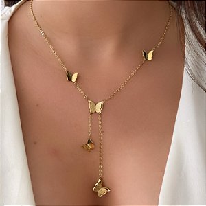 COLAR GRAVATINHA BORBOLETAS AÇO 316L⭐️